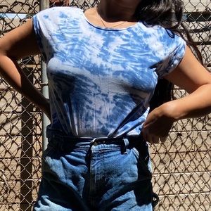 Zara Navy Tie Die Top